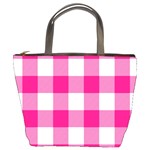 Pink and white plaids Bucket Bag Front