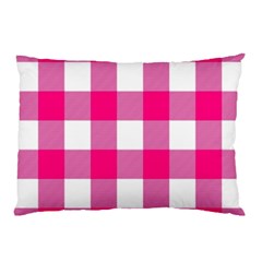 Pink And White Plaids Pillow Case by ConteMonfrey