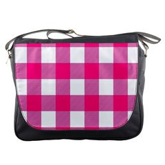 Pink And White Plaids Messenger Bag by ConteMonfrey