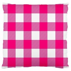 Pink And White Plaids Large Cushion Case (one Side) by ConteMonfrey