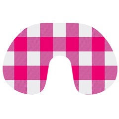 Pink and white plaids Travel Neck Pillow