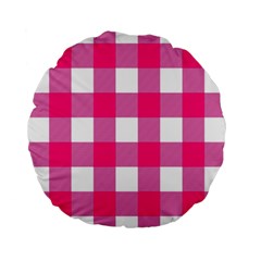 Pink And White Plaids Standard 15  Premium Flano Round Cushions by ConteMonfrey