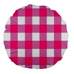 Pink and white plaids Large 18  Premium Flano Round Cushions Front