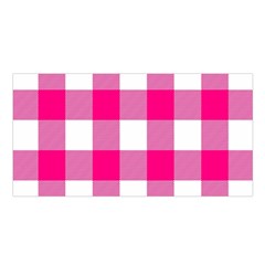 Pink And White Plaids Satin Shawl 45  X 80  by ConteMonfrey