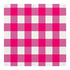 Pink And White Plaids Banner And Sign 3  X 3  by ConteMonfrey