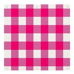 Pink And White Plaids Banner And Sign 4  X 4  by ConteMonfrey