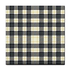 Gray And Yellow Plaids  Tile Coaster by ConteMonfrey