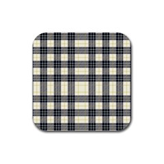 Gray And Yellow Plaids  Rubber Coaster (square) by ConteMonfrey