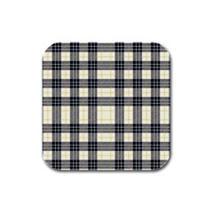 Gray And Yellow Plaids  Rubber Square Coaster (4 Pack) by ConteMonfrey