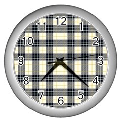 Gray And Yellow Plaids  Wall Clock (silver) by ConteMonfrey