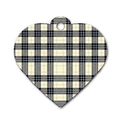 Gray And Yellow Plaids  Dog Tag Heart (one Side) by ConteMonfrey