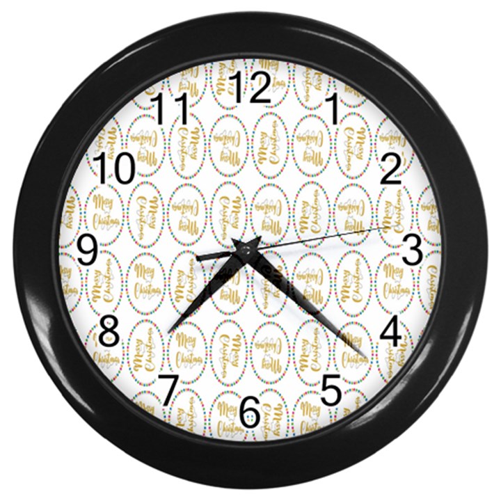 Background-cute-christmas Gold Wall Clock (Black)