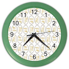 Background-cute-christmas Gold Color Wall Clock by nateshop