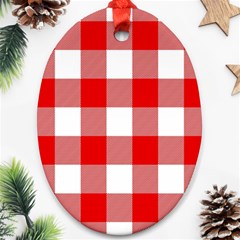 Red And White Plaids Ornament (oval) by ConteMonfrey