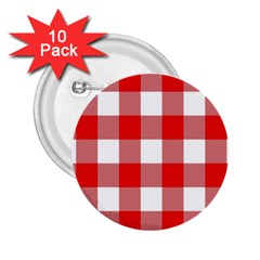 Red And White Plaids 2 25  Buttons (10 Pack) 