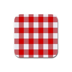 Red And White Plaids Rubber Square Coaster (4 Pack) by ConteMonfrey