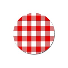 Red And White Plaids Magnet 3  (round) by ConteMonfrey