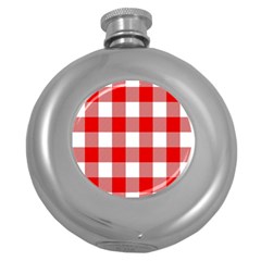 Red And White Plaids Round Hip Flask (5 Oz) by ConteMonfrey