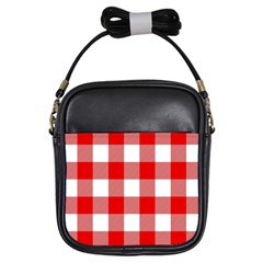 Red And White Plaids Girls Sling Bag by ConteMonfrey