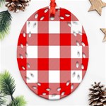 Red and white plaids Oval Filigree Ornament (Two Sides) Back