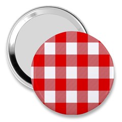 Red And White Plaids 3  Handbag Mirrors by ConteMonfrey