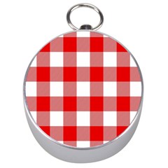 Red And White Plaids Silver Compasses by ConteMonfrey