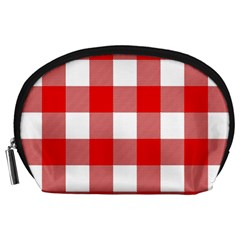 Red And White Plaids Accessory Pouch (large) by ConteMonfrey