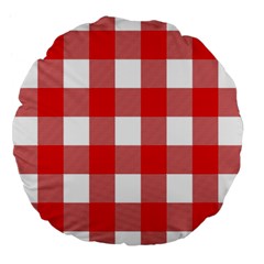 Red And White Plaids Large 18  Premium Flano Round Cushions by ConteMonfrey