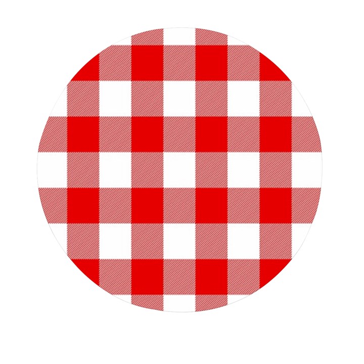 Red and white plaids Mini Round Pill Box