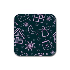 Background-cute Christmas Rubber Square Coaster (4 Pack) by nateshop