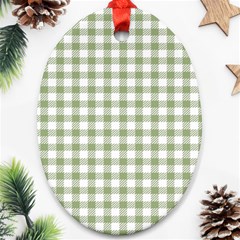 Green Tea White Small Plaids Ornament (oval) by ConteMonfrey