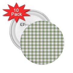 Green Tea White Small Plaids 2 25  Buttons (10 Pack)  by ConteMonfrey