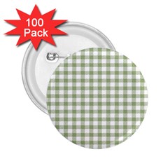 Green Tea White Small Plaids 2 25  Buttons (100 Pack)  by ConteMonfrey