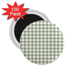 Green Tea White Small Plaids 2 25  Magnets (100 Pack)  by ConteMonfrey