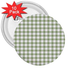 Green Tea White Small Plaids 3  Buttons (10 Pack)  by ConteMonfrey