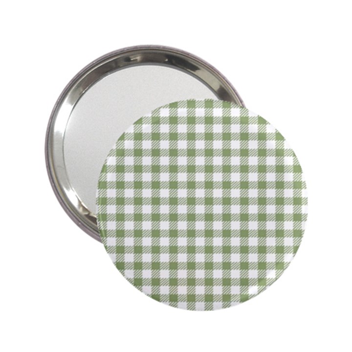 Green Tea White Small Plaids 2.25  Handbag Mirrors