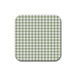 Green Tea White Small Plaids Rubber Coaster (Square) Front