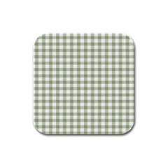 Green Tea White Small Plaids Rubber Square Coaster (4 Pack) by ConteMonfrey