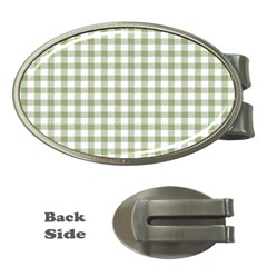 Green Tea White Small Plaids Money Clips (oval)  by ConteMonfrey