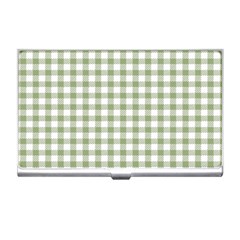 Green Tea White Small Plaids Business Card Holder by ConteMonfrey