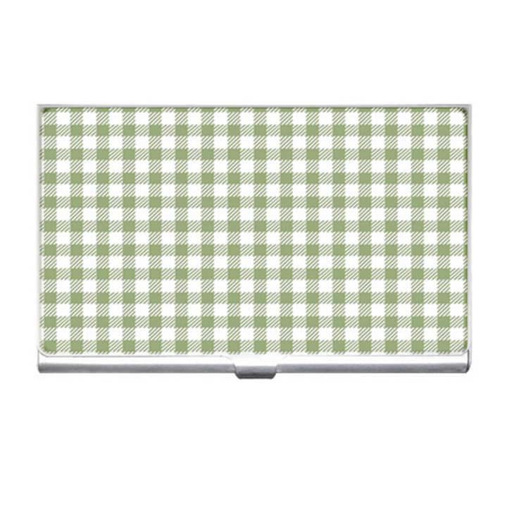 Green Tea White Small Plaids Business Card Holder