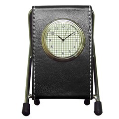 Green Tea White Small Plaids Pen Holder Desk Clock by ConteMonfrey