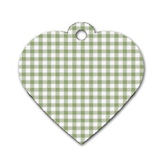 Green Tea White Small Plaids Dog Tag Heart (one Side) by ConteMonfrey