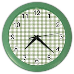 Green Tea White Small Plaids Color Wall Clock by ConteMonfrey