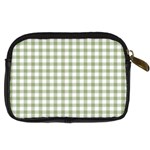 Green Tea White Small Plaids Digital Camera Leather Case Back