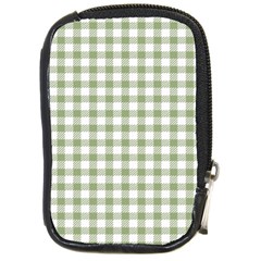 Green Tea White Small Plaids Compact Camera Leather Case by ConteMonfrey