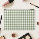 Green Tea White Small Plaids Cosmetic Bag (Large) Back