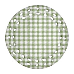 Green Tea White Small Plaids Ornament (round Filigree) by ConteMonfrey