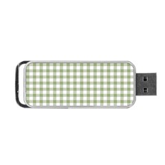 Green Tea White Small Plaids Portable USB Flash (One Side)