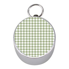 Green Tea White Small Plaids Mini Silver Compasses by ConteMonfrey